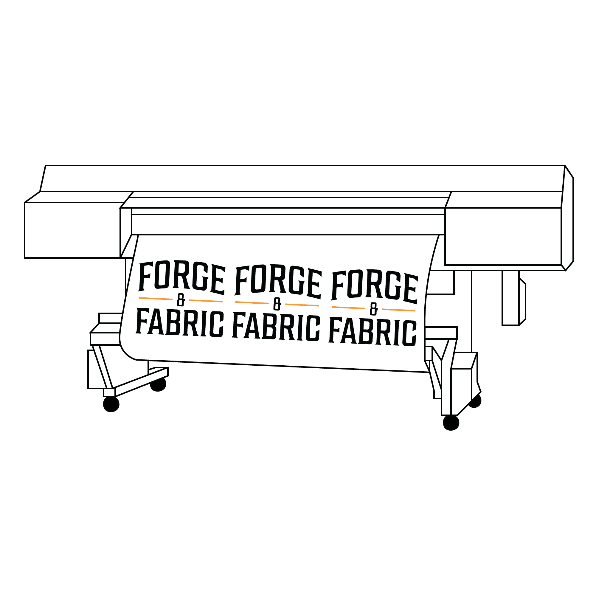 Line drawing of a DTF machine