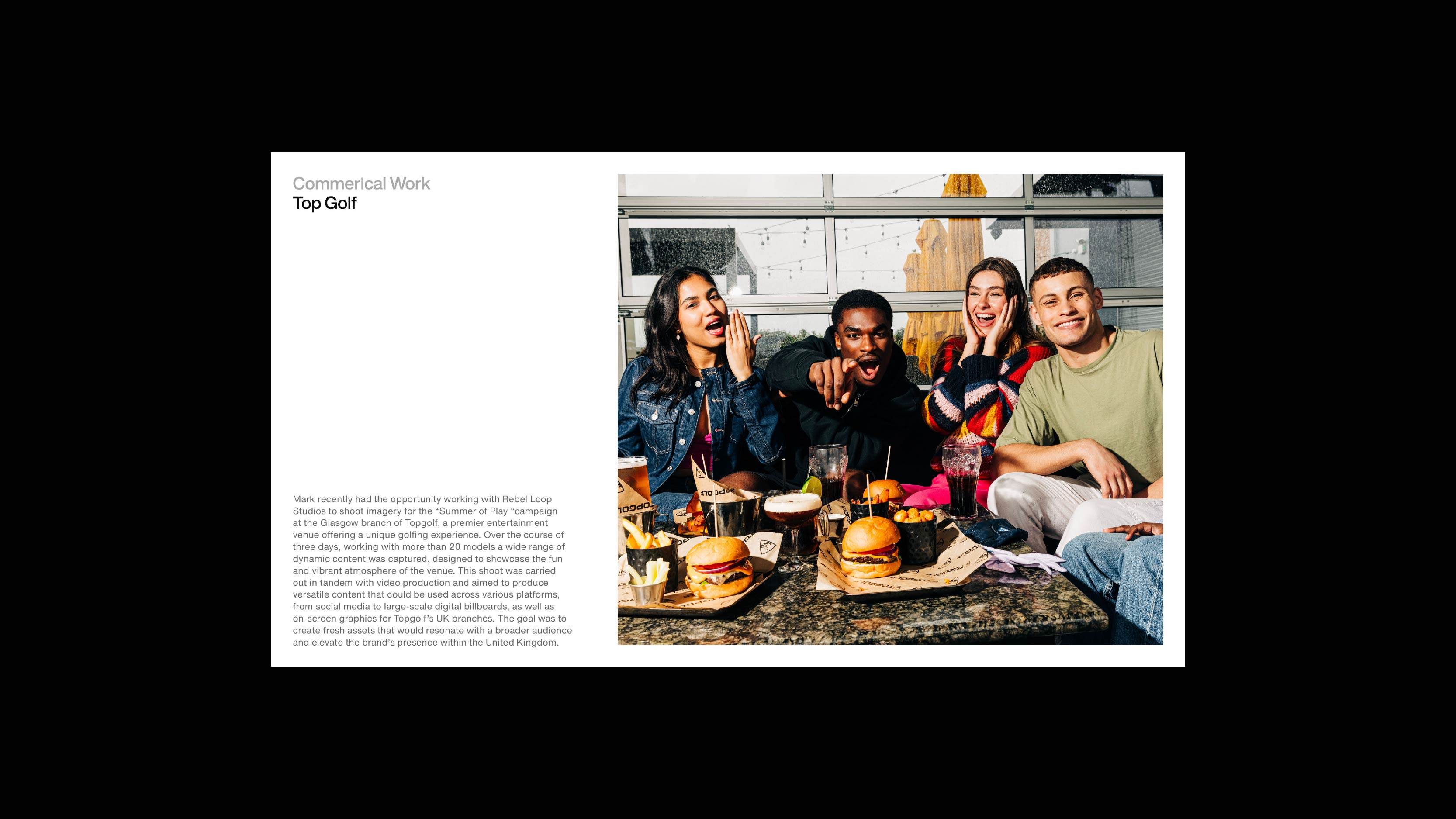 Brand presentation page featuring Top Golf job