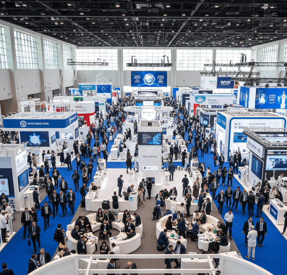 WHX Dubai 2026 expo hall filled with healthcare professionals