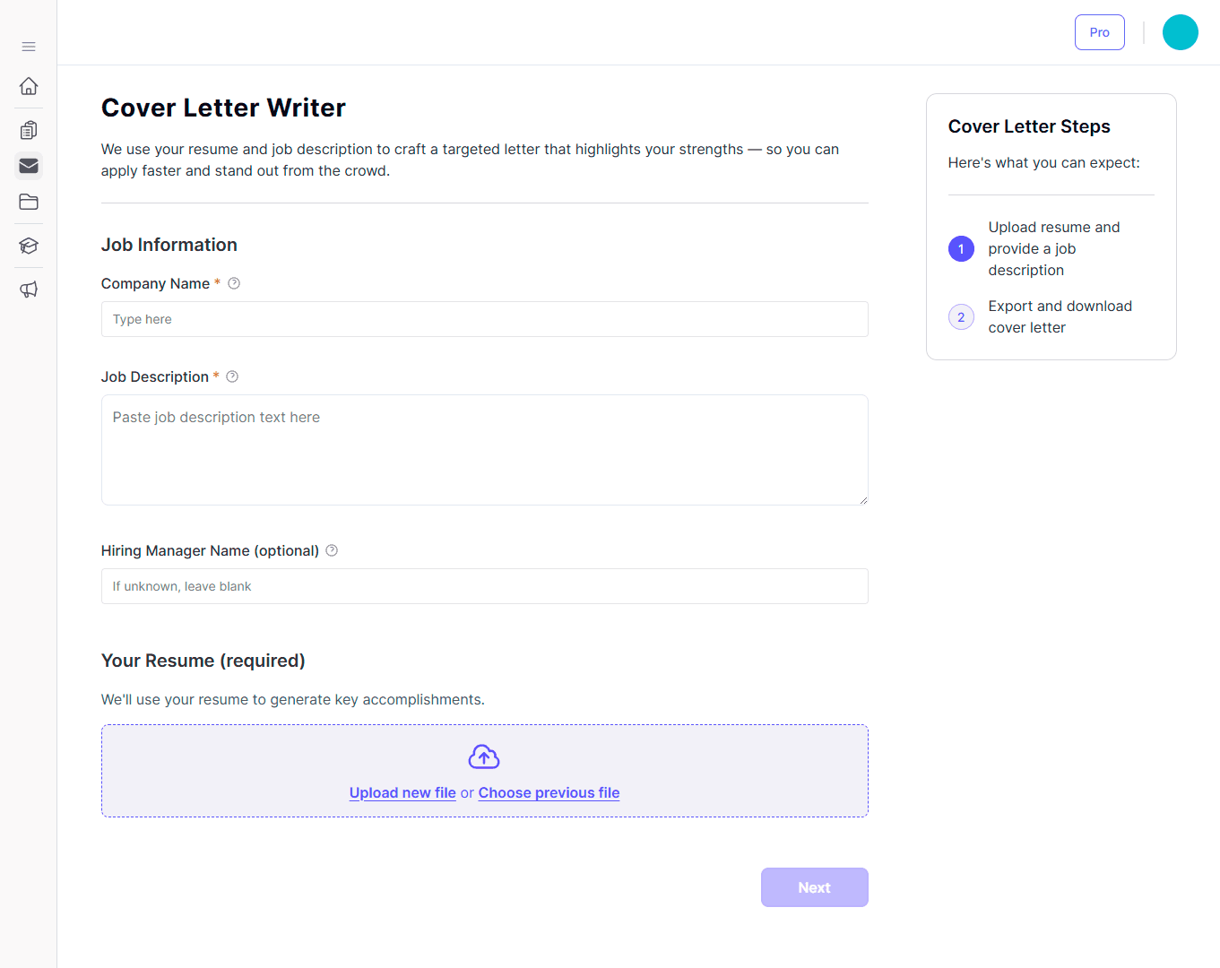 Rédacteur de lettres de présentation