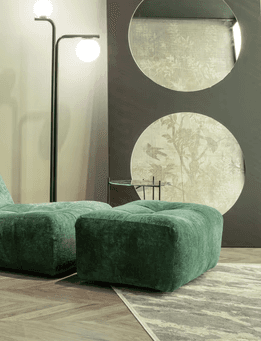 pouf and armchair in an elegant setting