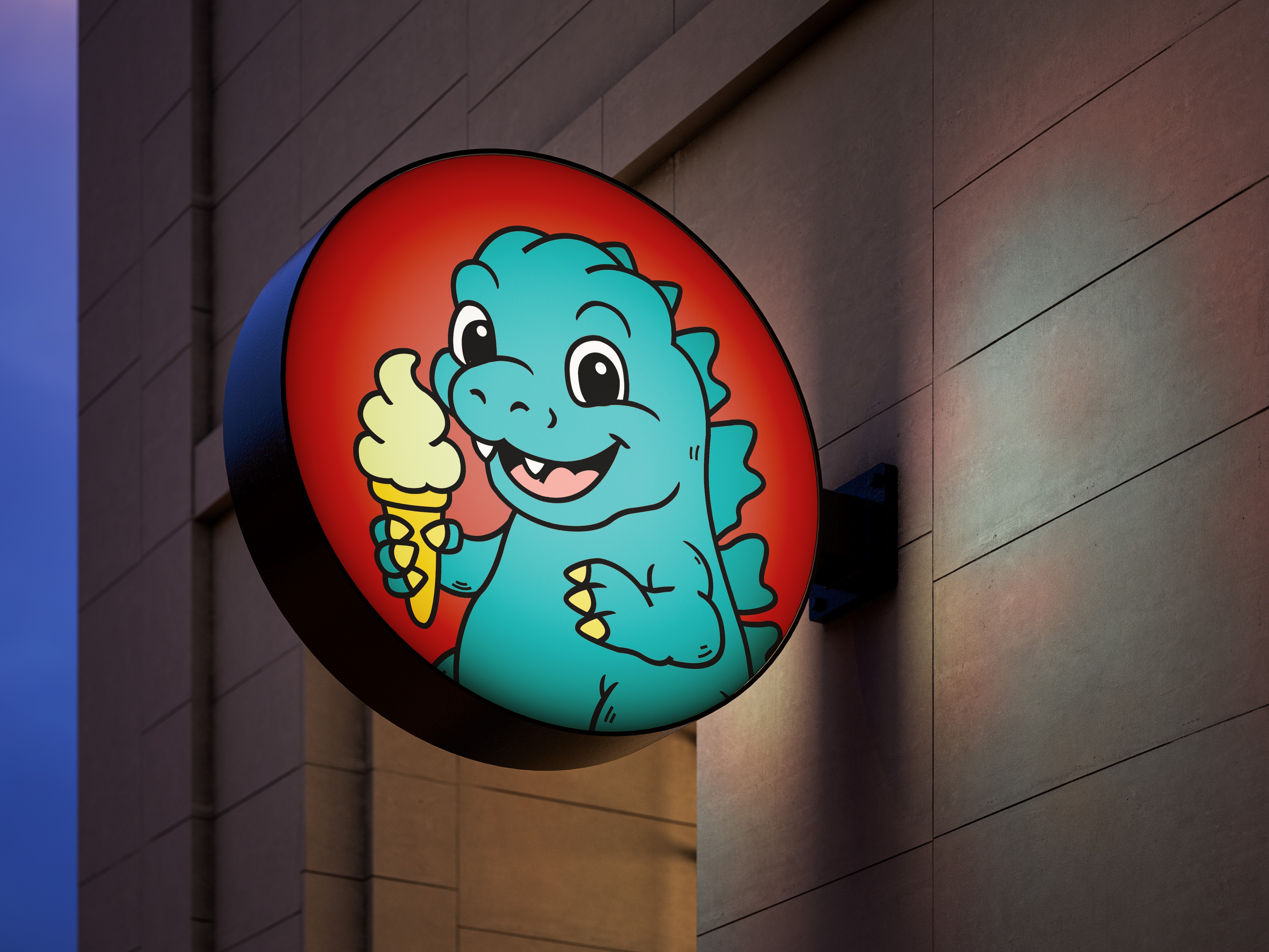 AISU sign lit up at night