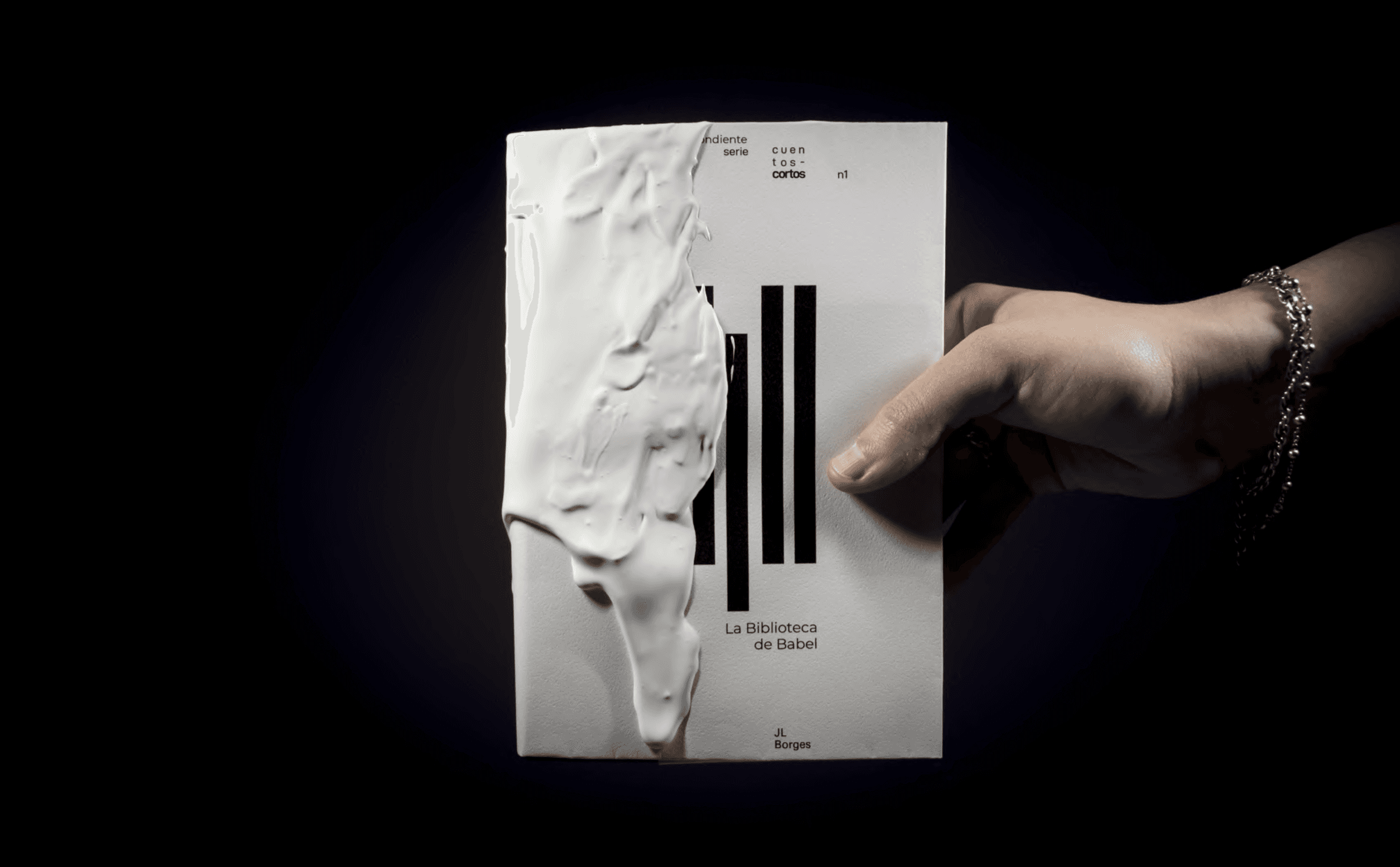 Minimalist coffee can design in hand – black and white packaging with bold typography