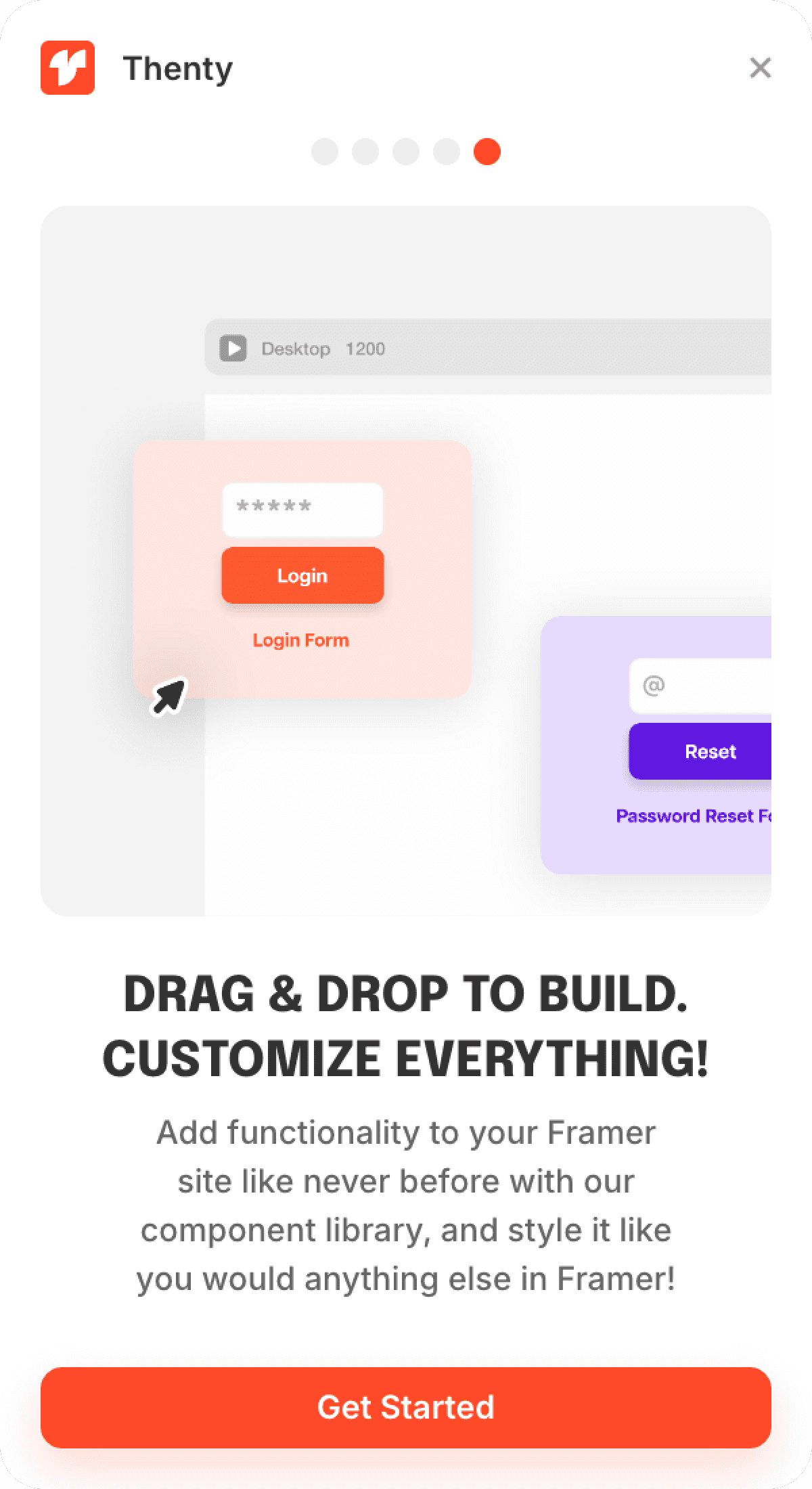 Drag and drop builder in Framer using Thenty for custom membership setup