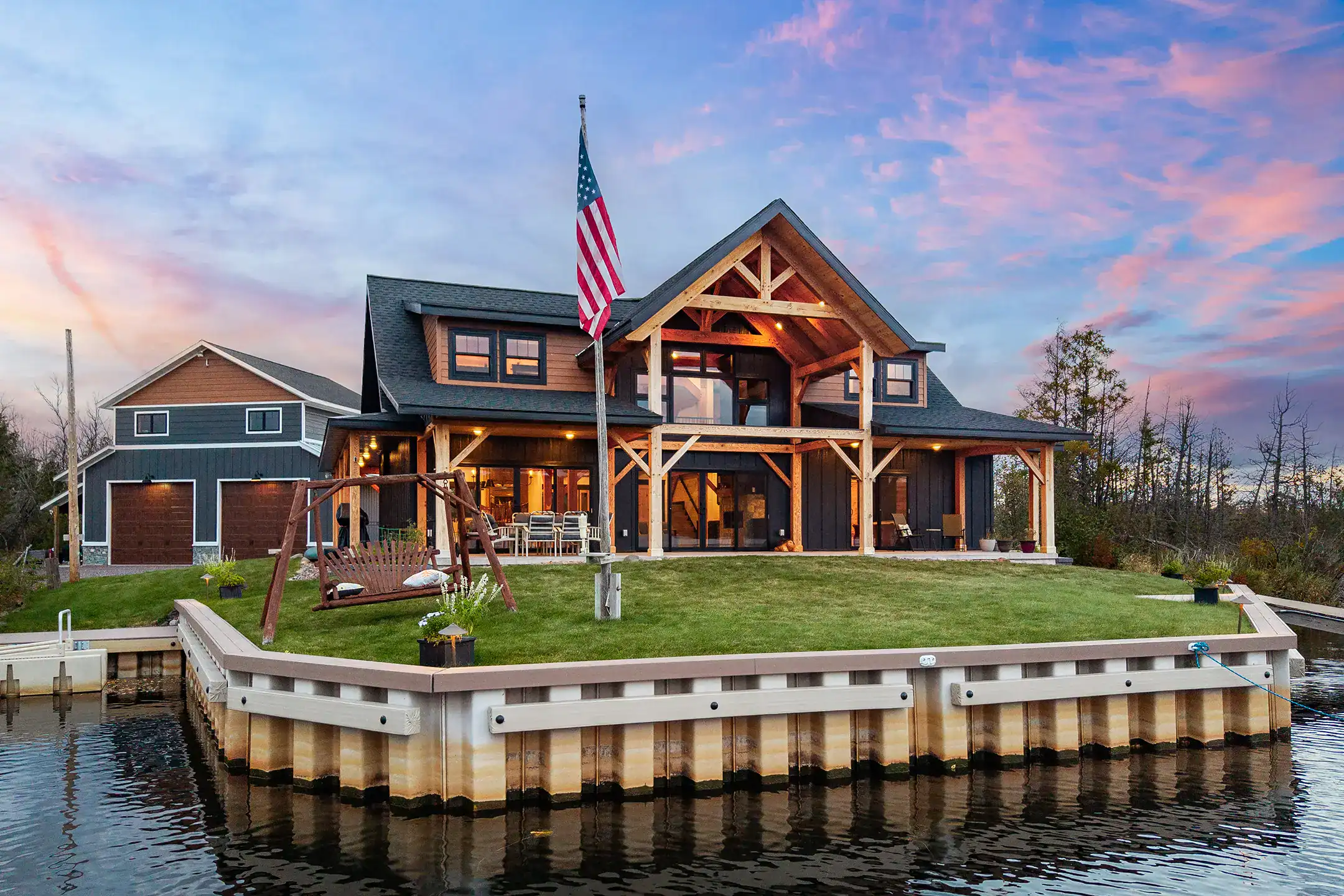 Upper Peninsula waterfront timber frame home photographed by Citadel Photography — view 3