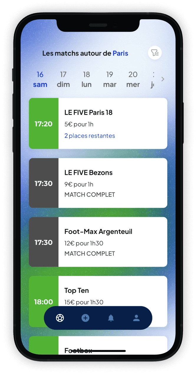 iPhone with the Poteau app (list of games)