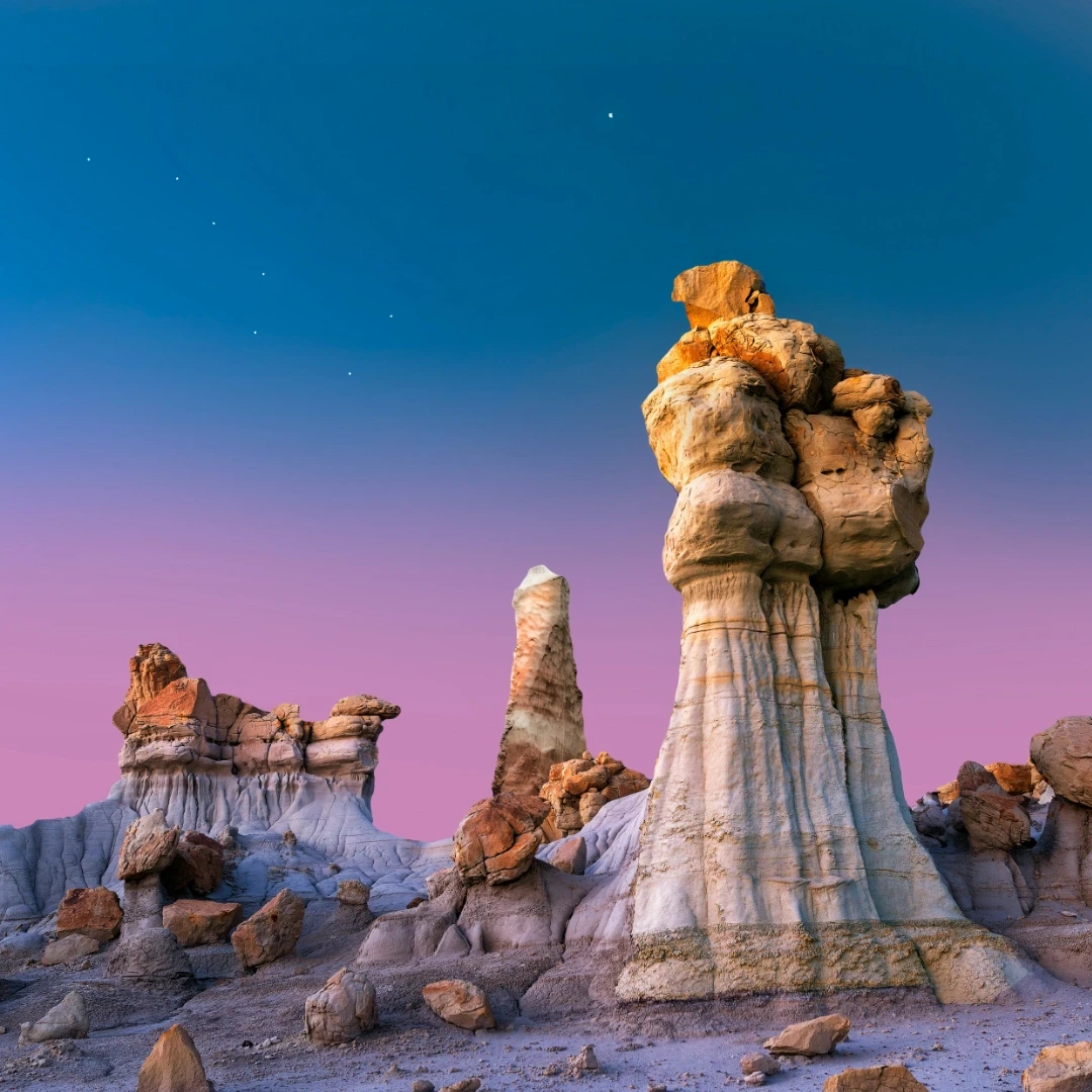 Rock formations in the badlands of Northern New Mexico.