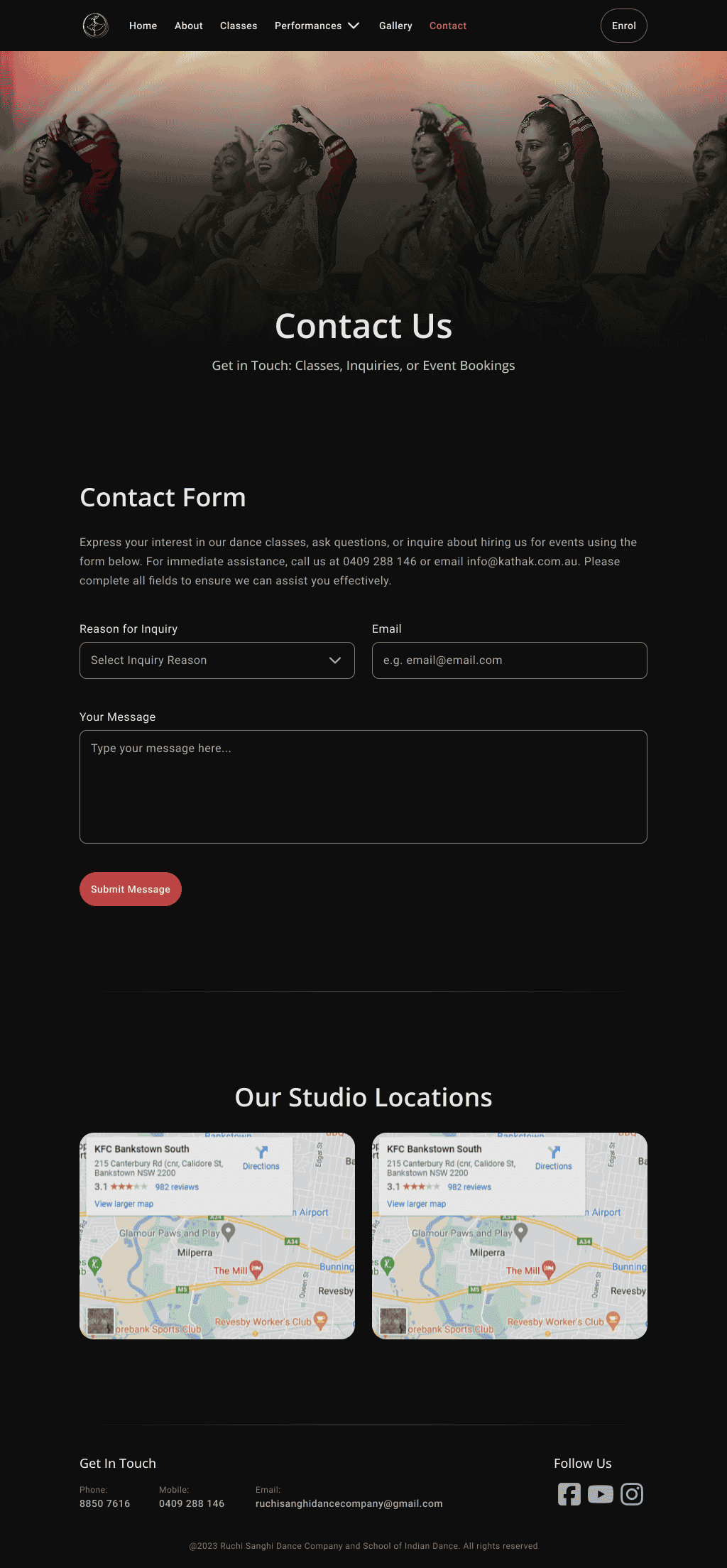 'Contact Us' page final design