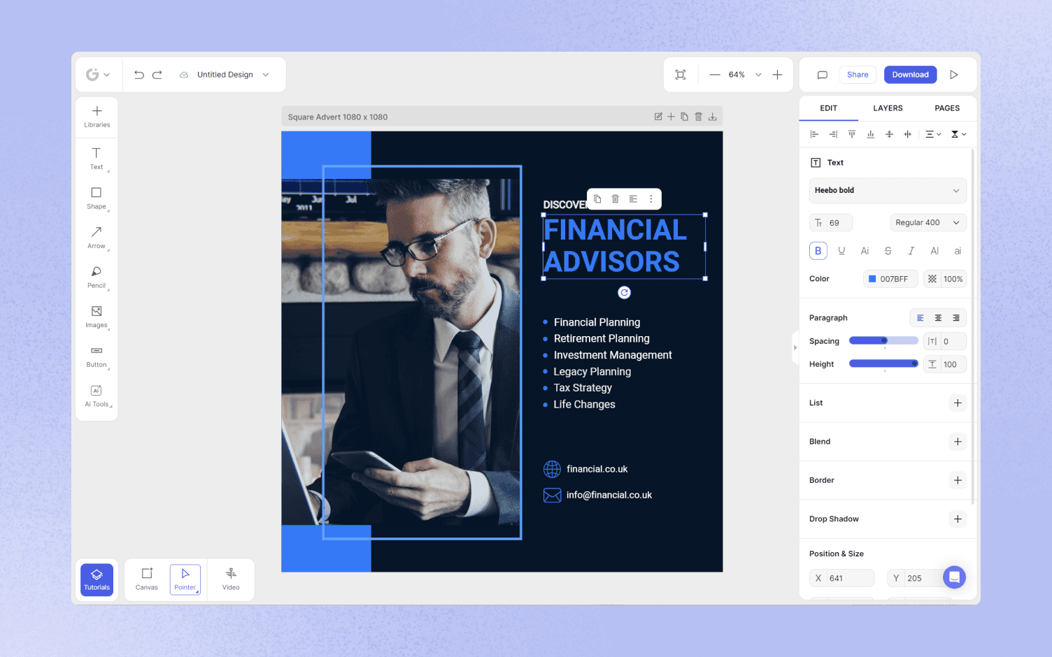 financial advisor facebook ad template