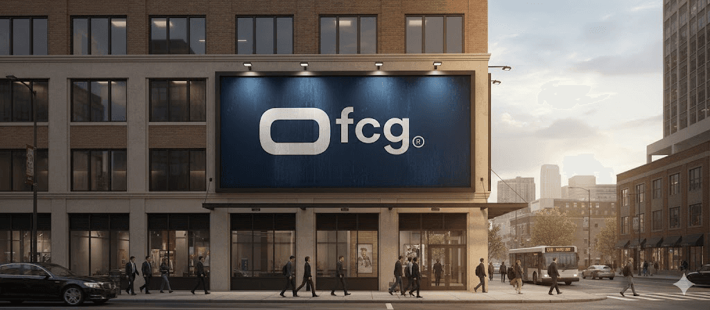 FCG logo on a billboard