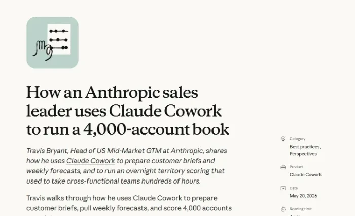 Screenshot of the claude.com post on running a 4,000-account book
