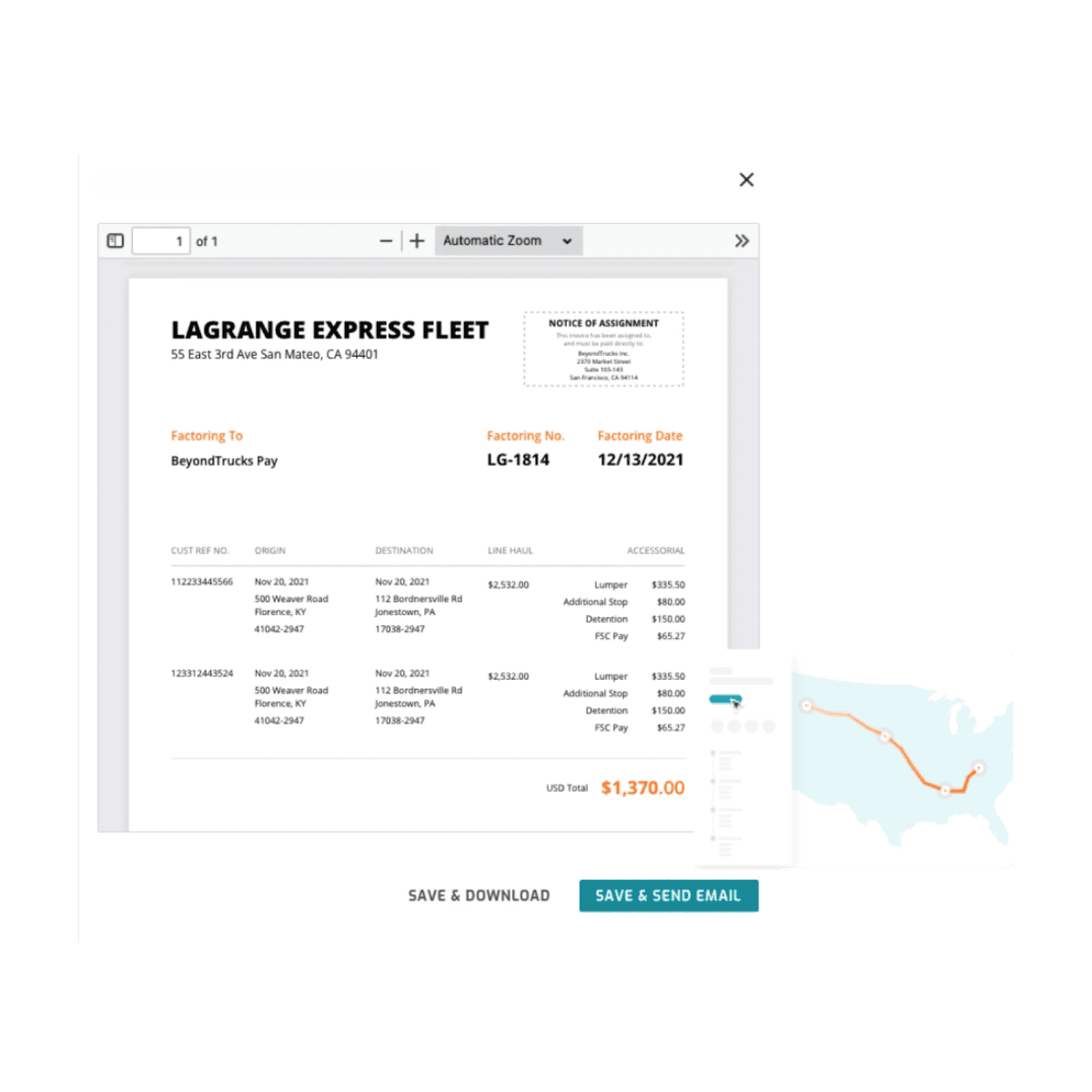 A screenshot of LaGrange Express as a Digital Twin of a Trucking Business