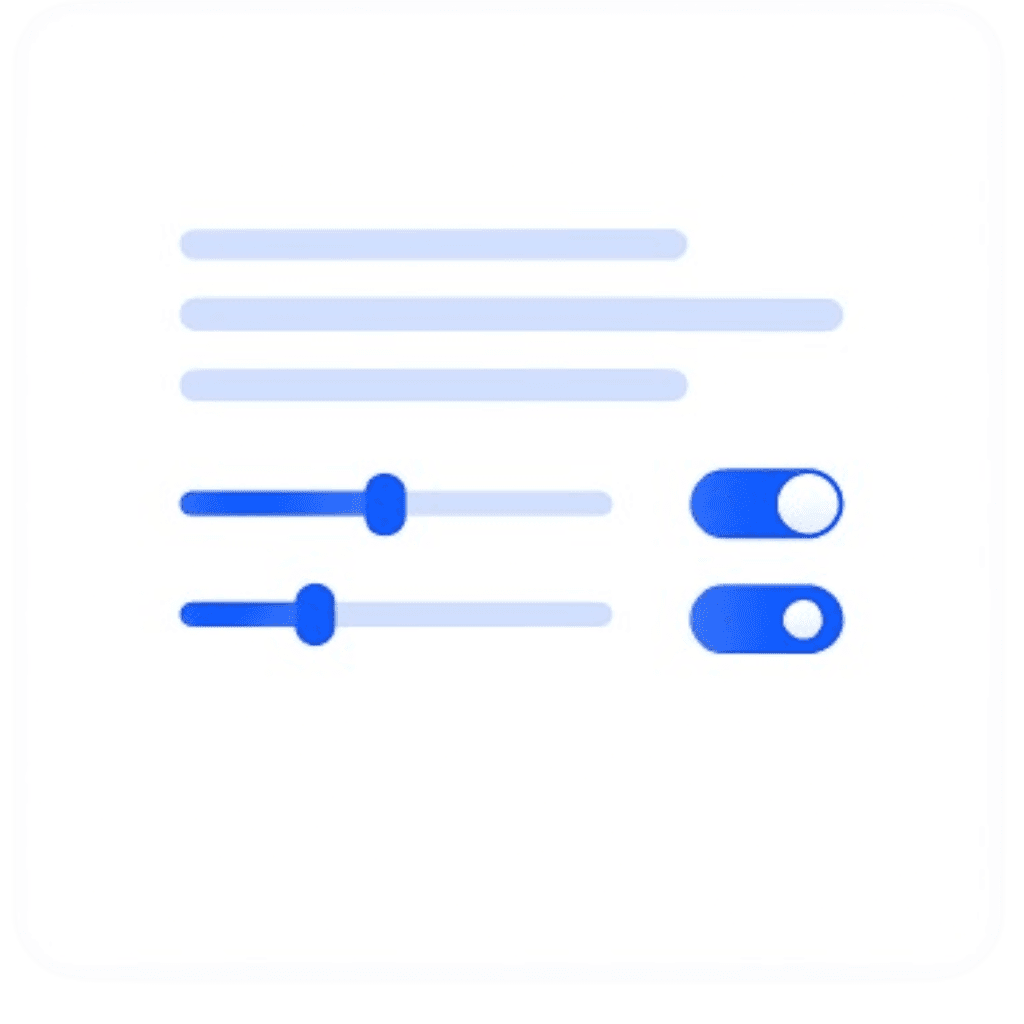 Blue semi-circle chart displaying progress percentage.