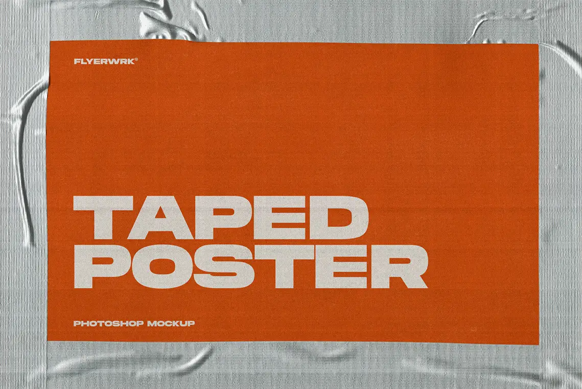 Raw taped poster mockup cover with bold typography and scanned texture background