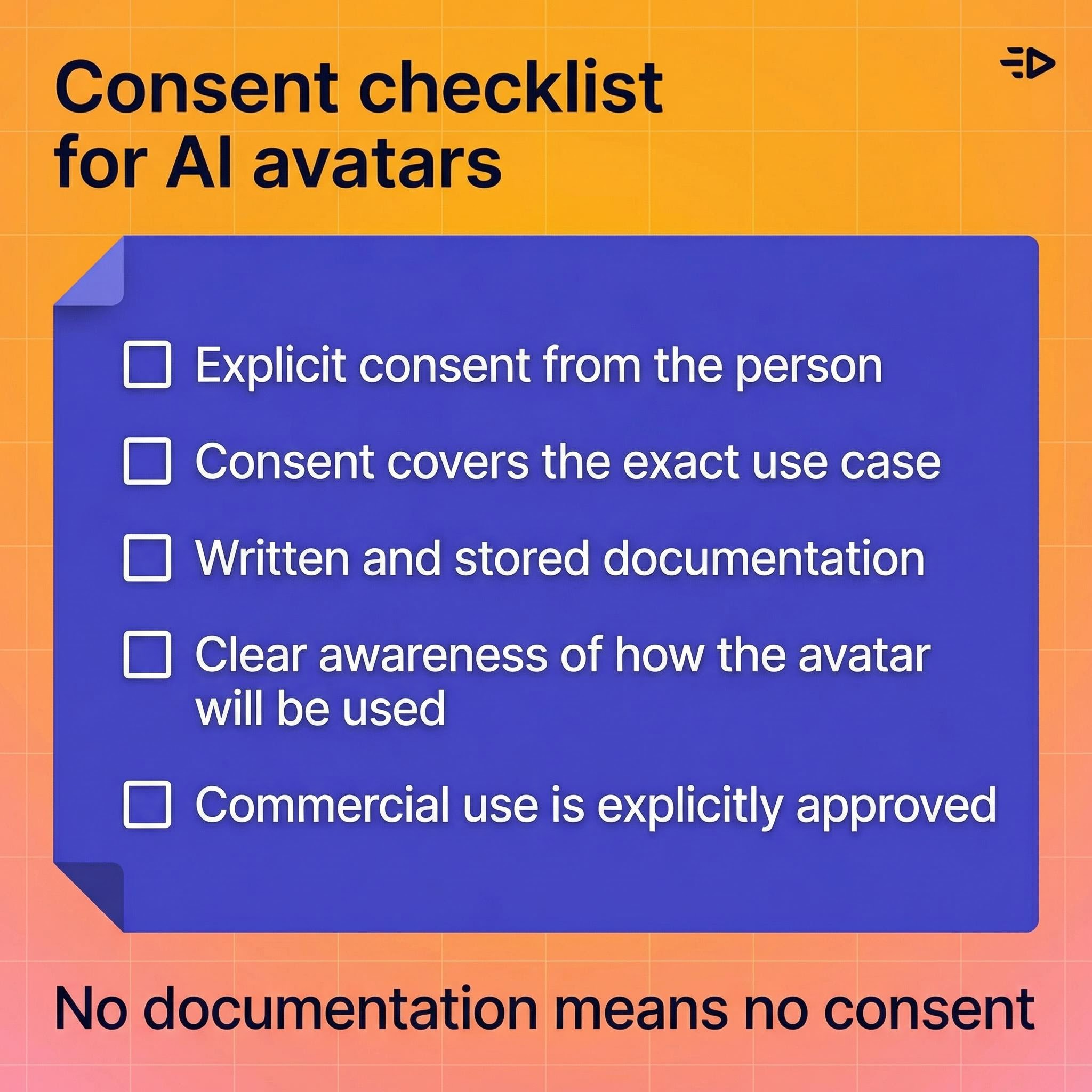 Consent checklist for AI avatars