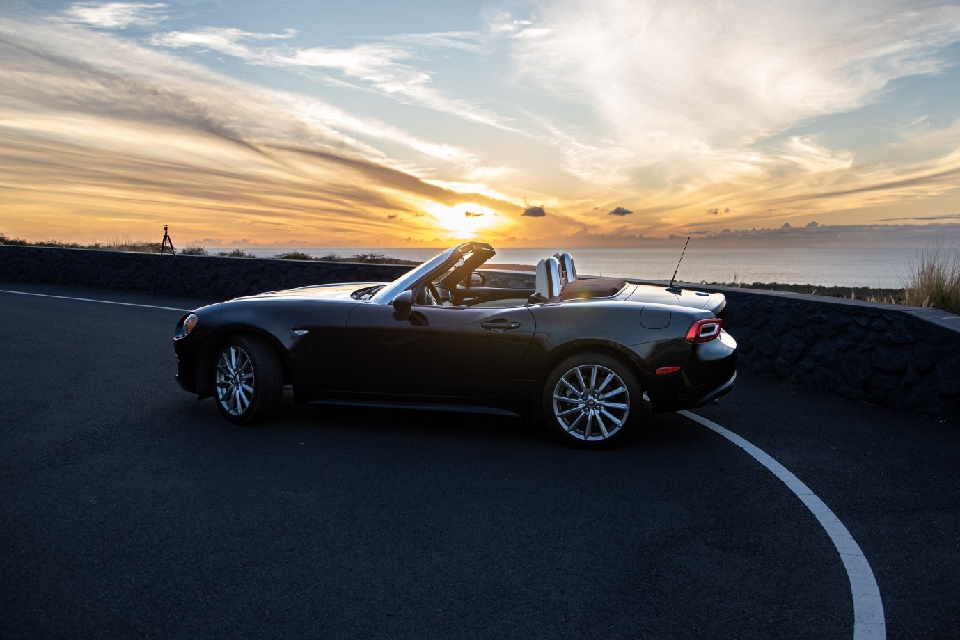 Black Fiat 124 Spider For Rent In Kona On Big Island of Hawaii