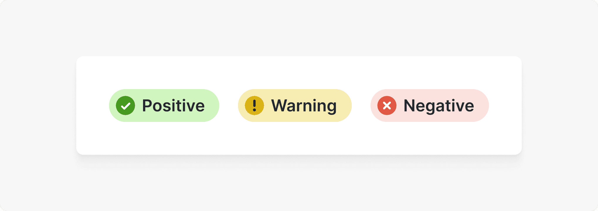 Status tags in classic traffic light colors showing Green, Yellow, and Red