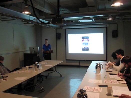 students taking part in an app presentation