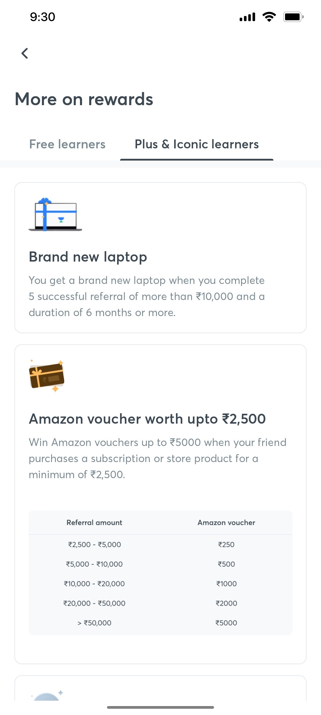 Unacademy Plus & Icon Learner Screen