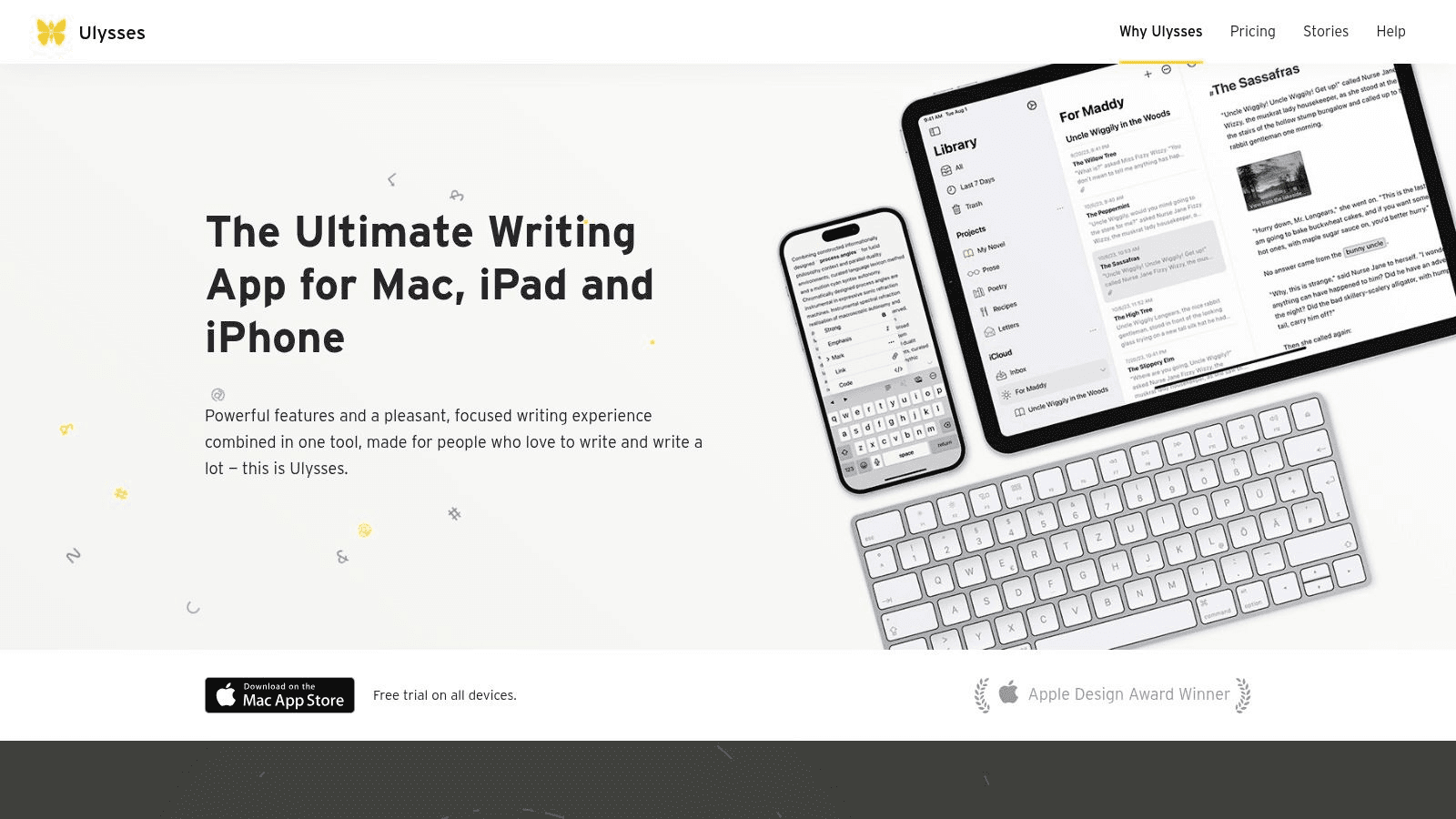 Screenshot of Ulysses note-taking app for Mac, iPad, and iPhone. 