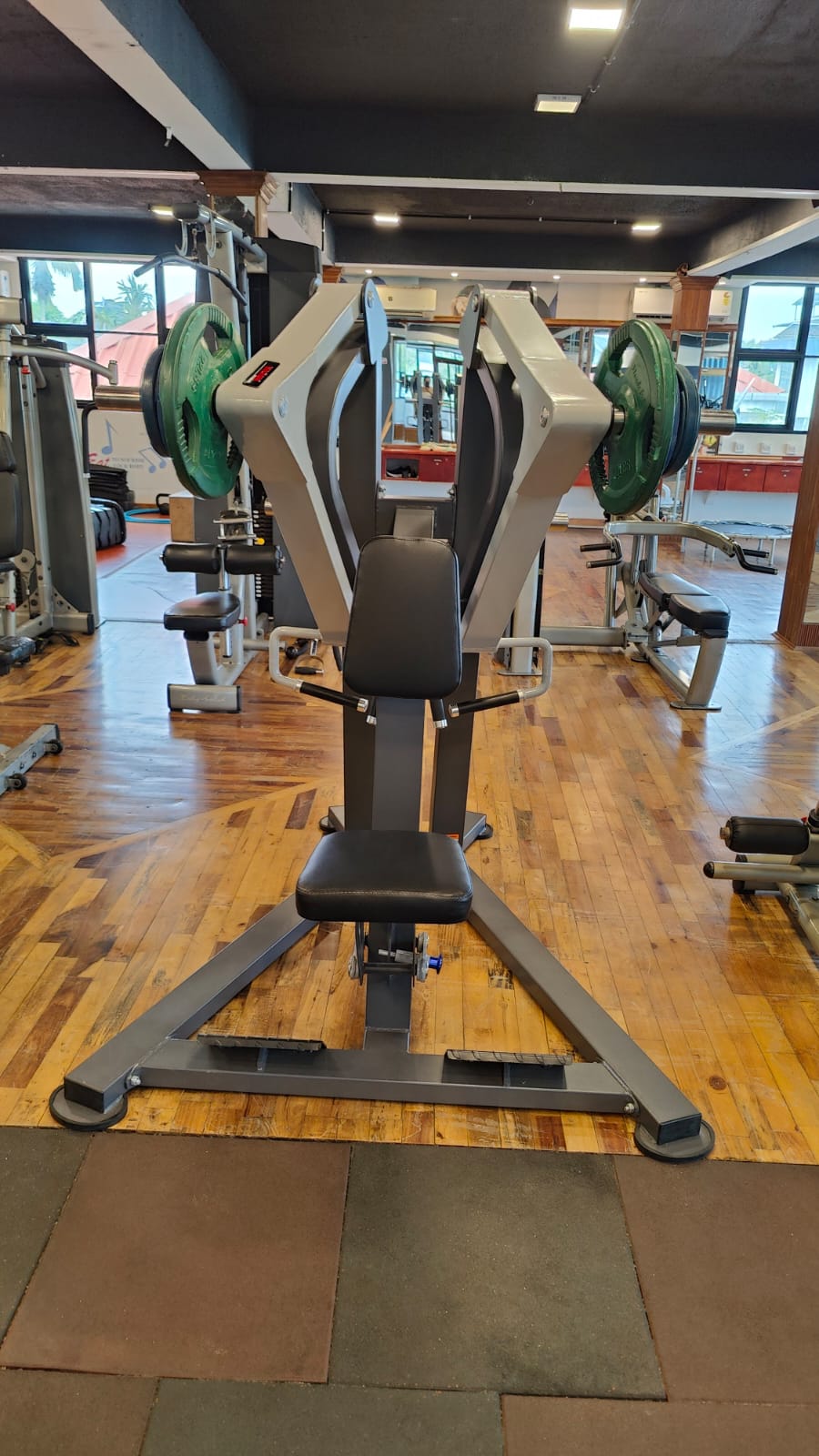 A man working out in a rowing machines
