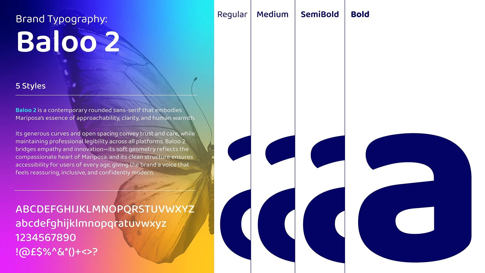 Mariposa senior care app brand typography
