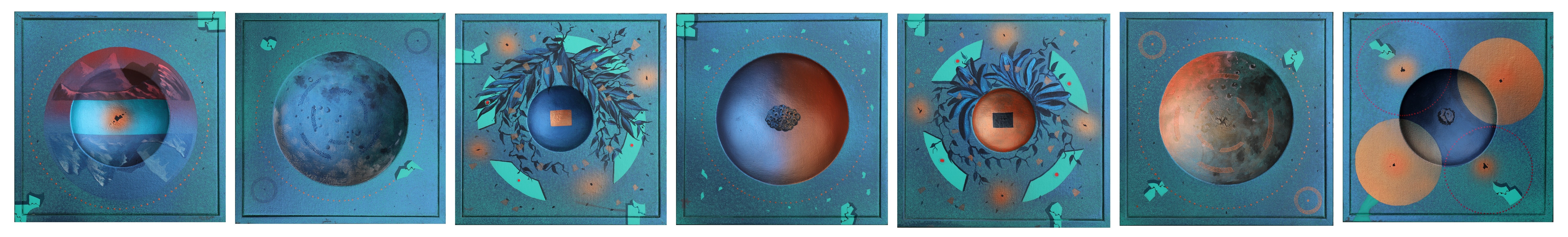 herd of sheep on road painting