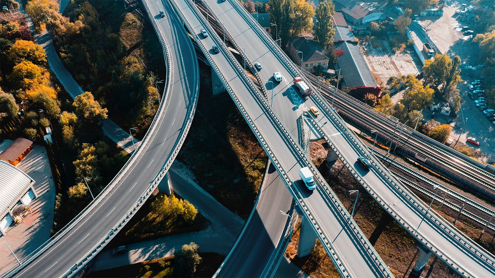 Vehicles traveling on a freeway, representing motor vehicle accidents that can cause traumatic spinal cord and paralysis injuries