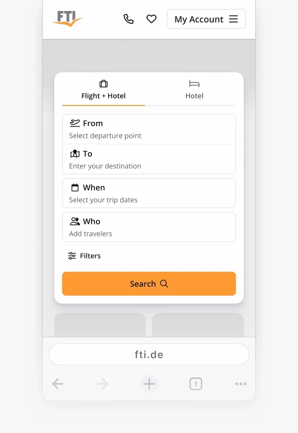 The fti.de search template on mobile