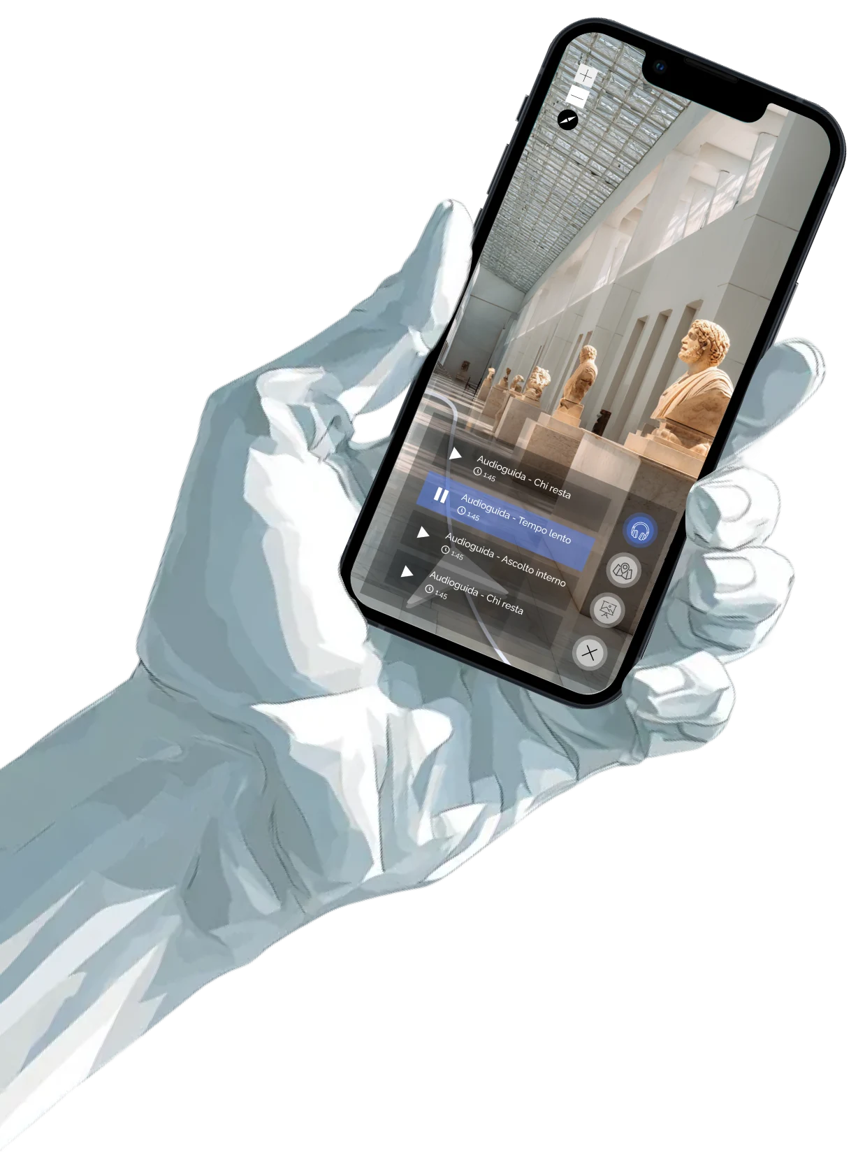 Illustrazione di una mano che tiene un telefono