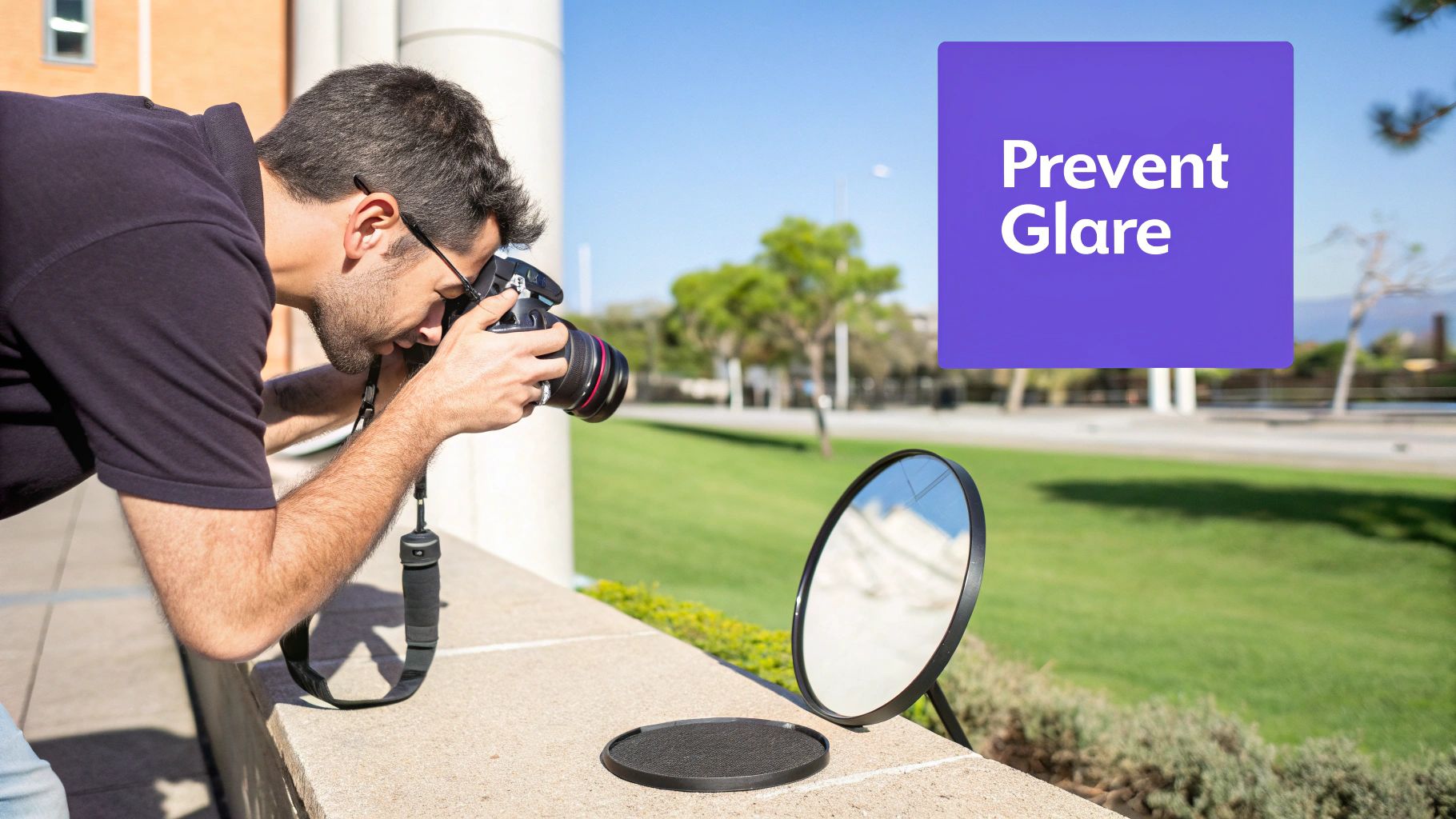 A person editing a photo on a laptop, demonstrating quick fixes for glare.