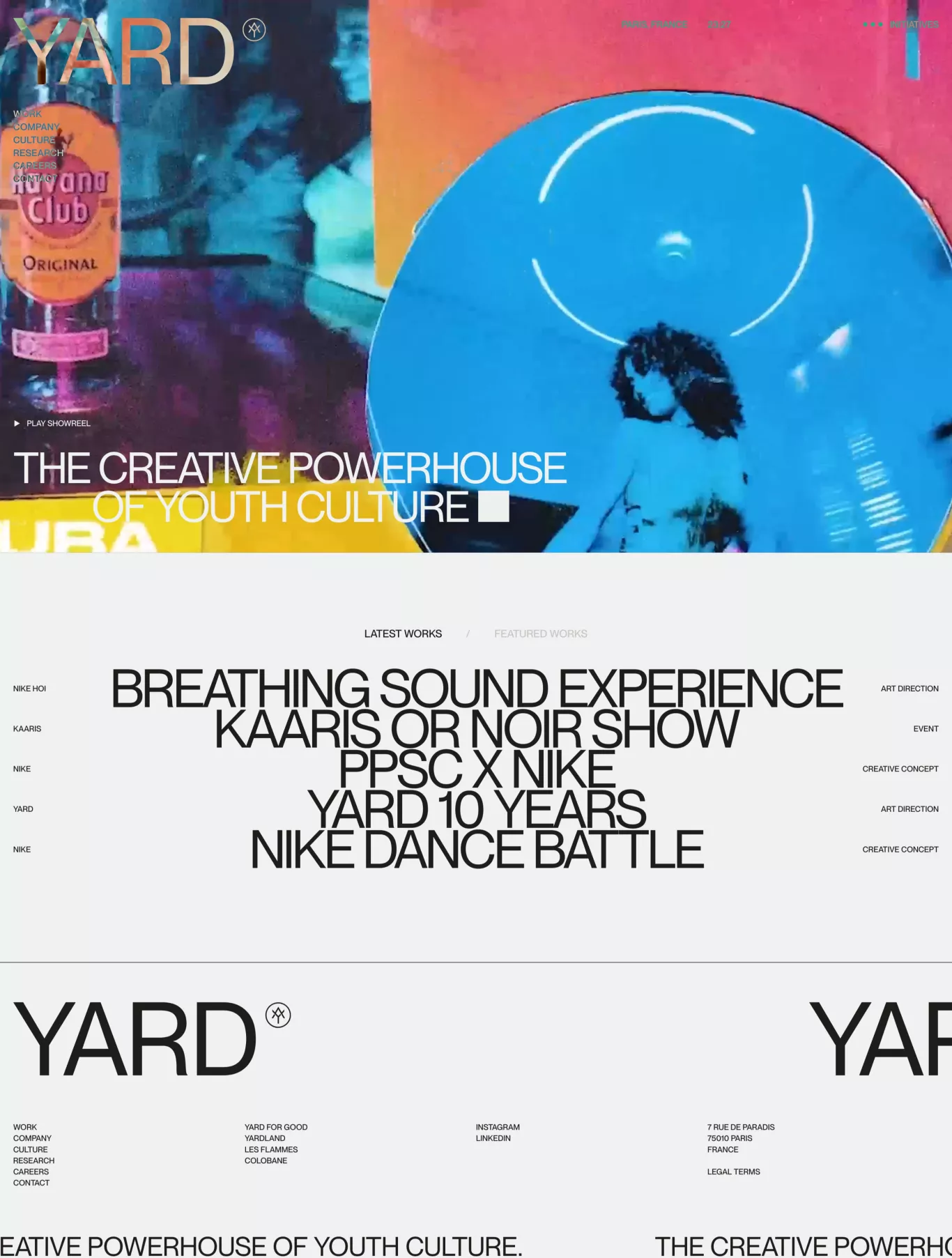 YARD – THE CREATIVE POWERHOUSE OF YOUTH portfolio page screenshot showcasing Marketing and Advertising design
