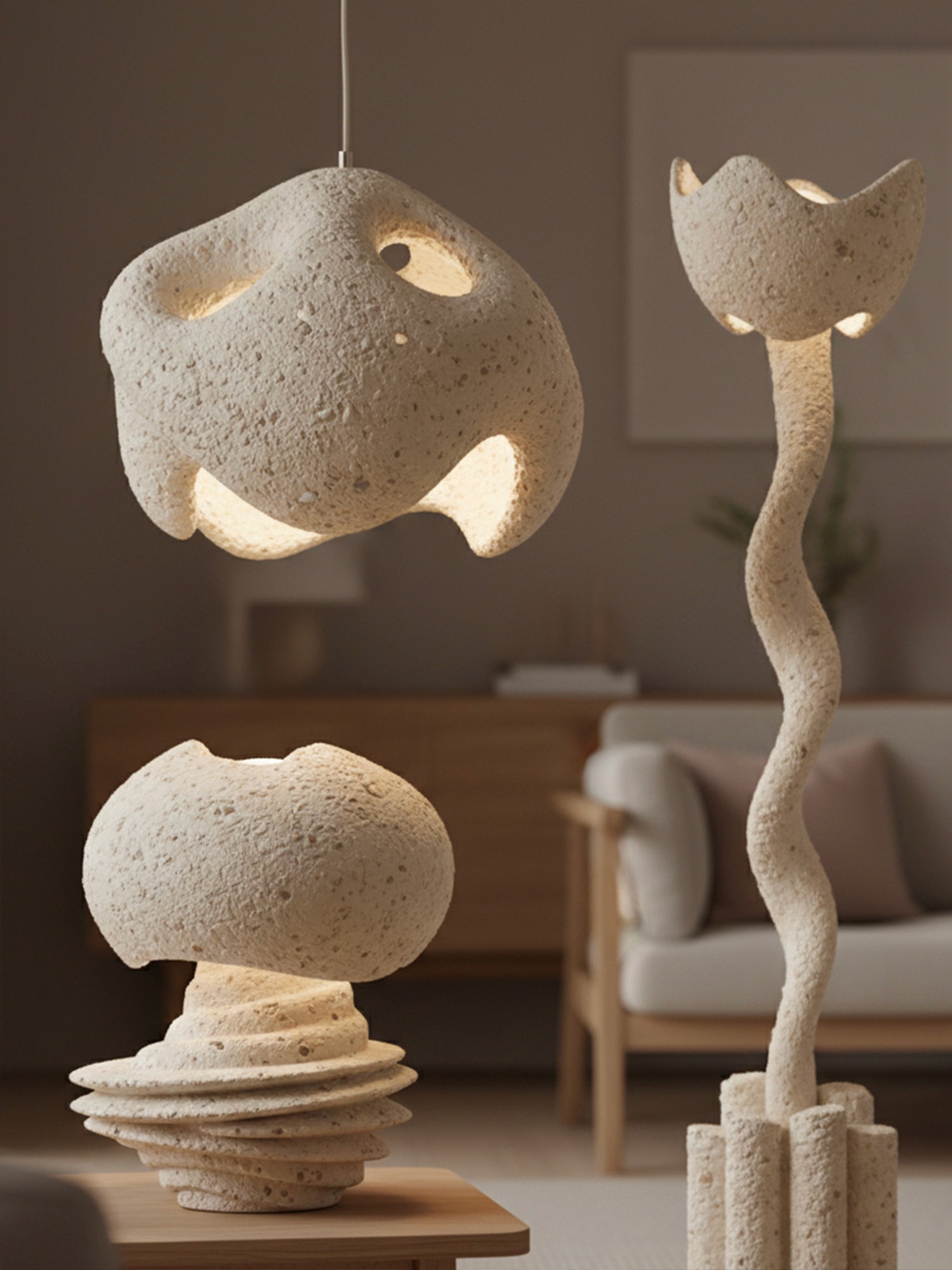 a desk with a computer and speakers on it