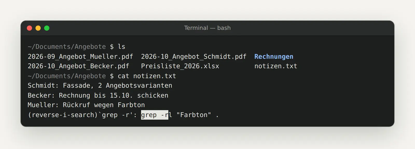 Rückwärtssuche im Terminal-Verlauf mit reverse-i-search