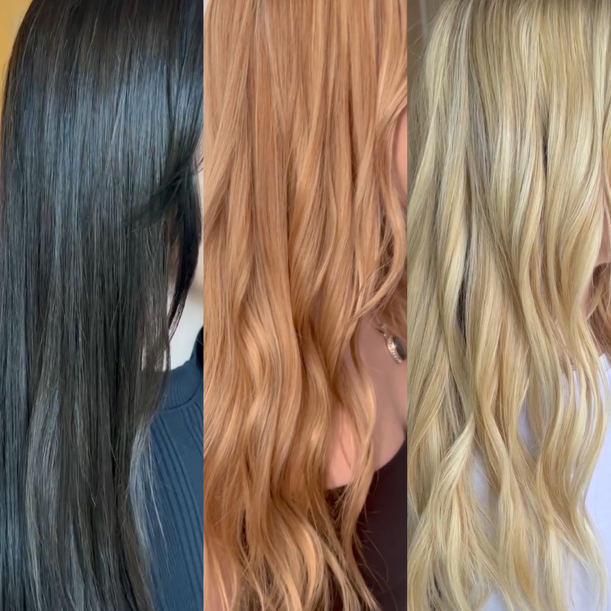 Dark to blonde correction at Bomane Salon, Beverly Hills – removing orange tones for a bright, natural look.