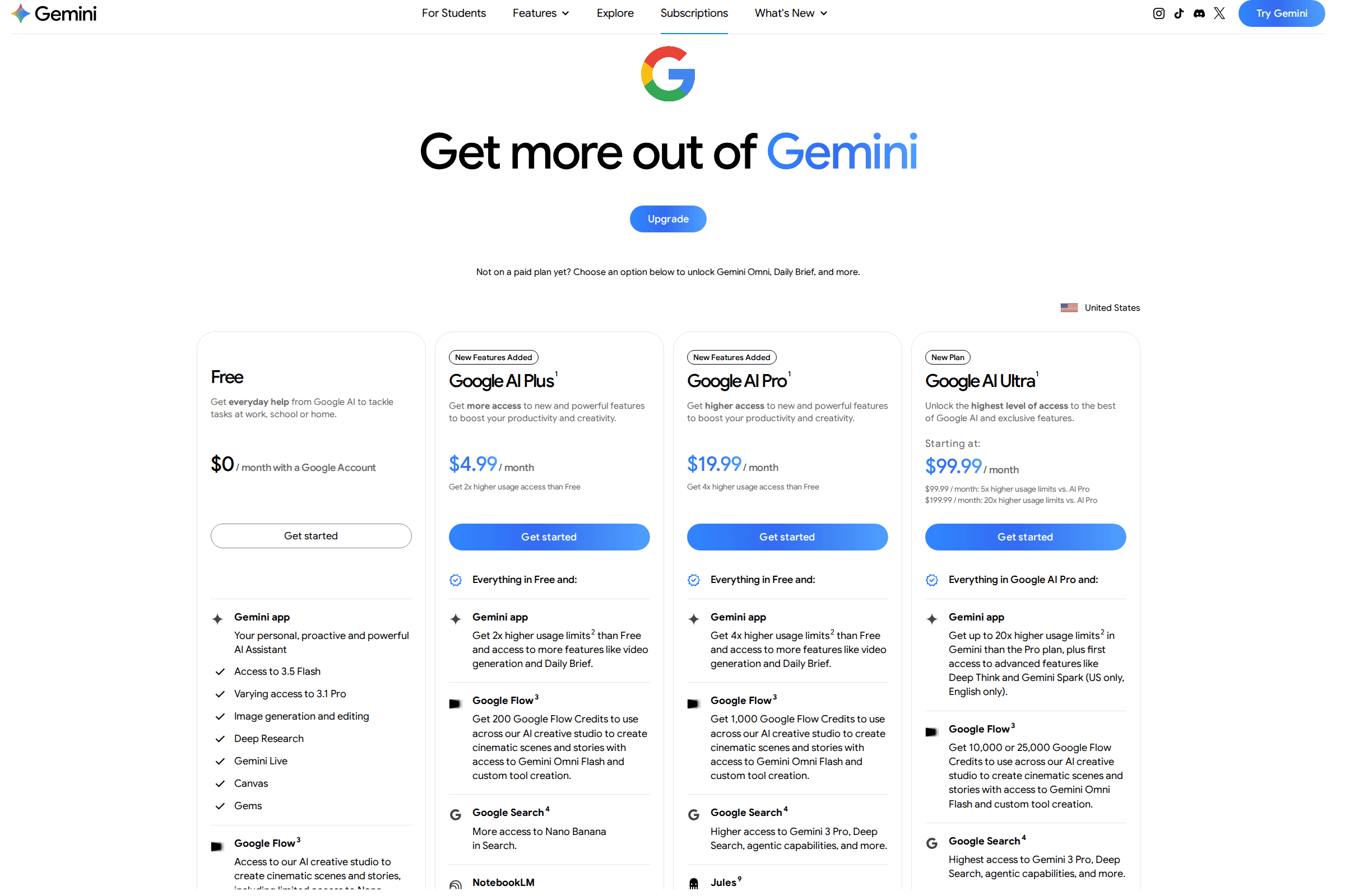 Google AI Plus, Pro, and Ultra subscription plans, where NotebookLM's paid limits actually live