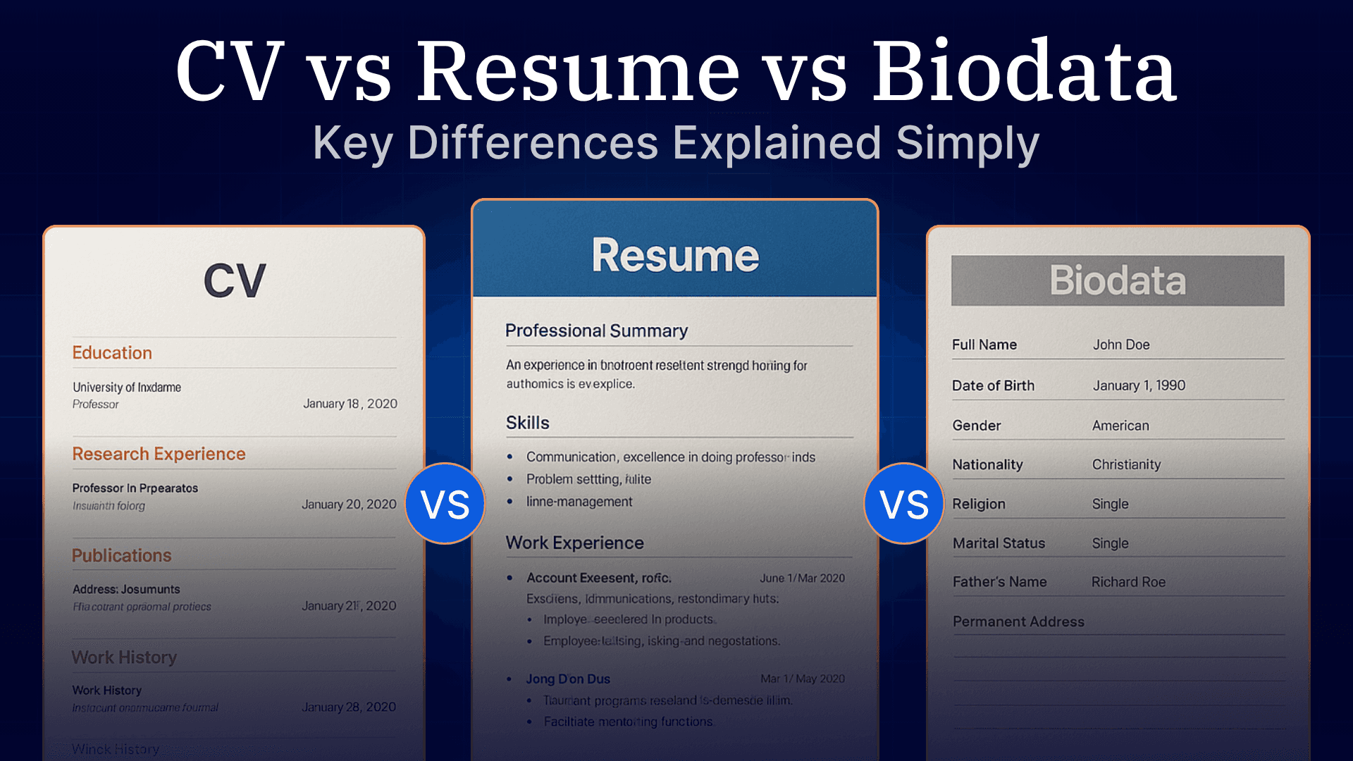 CV vs. Resume vs. Biodata: Understanding the Key Differences
