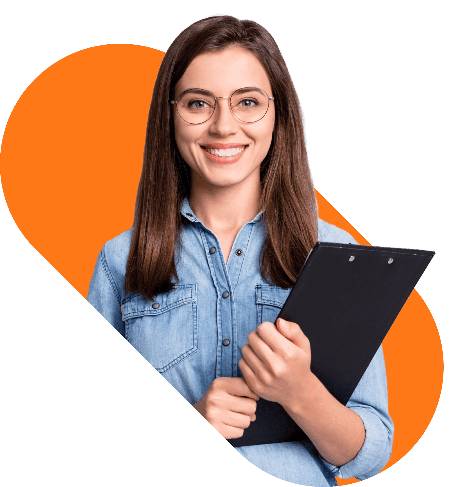 Smiling girl holding a laptop
