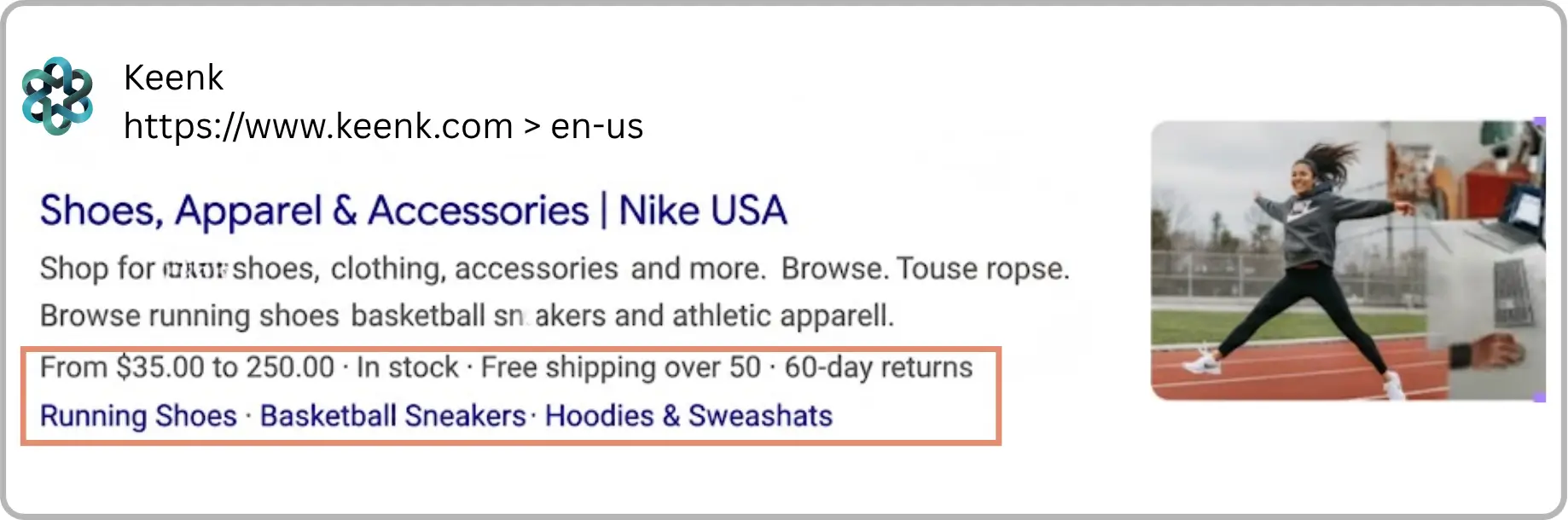 Example of Schema Markup Shows on search result page