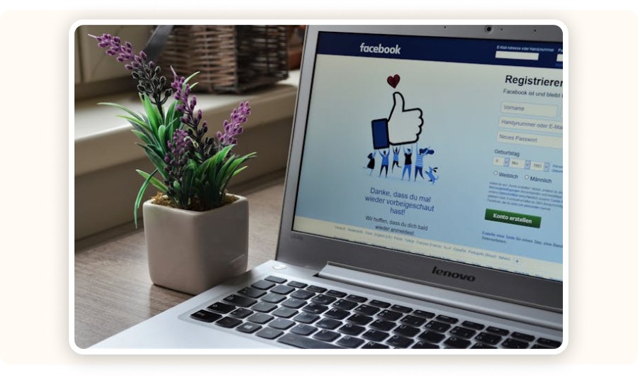 Laptop showing the Facebook login page