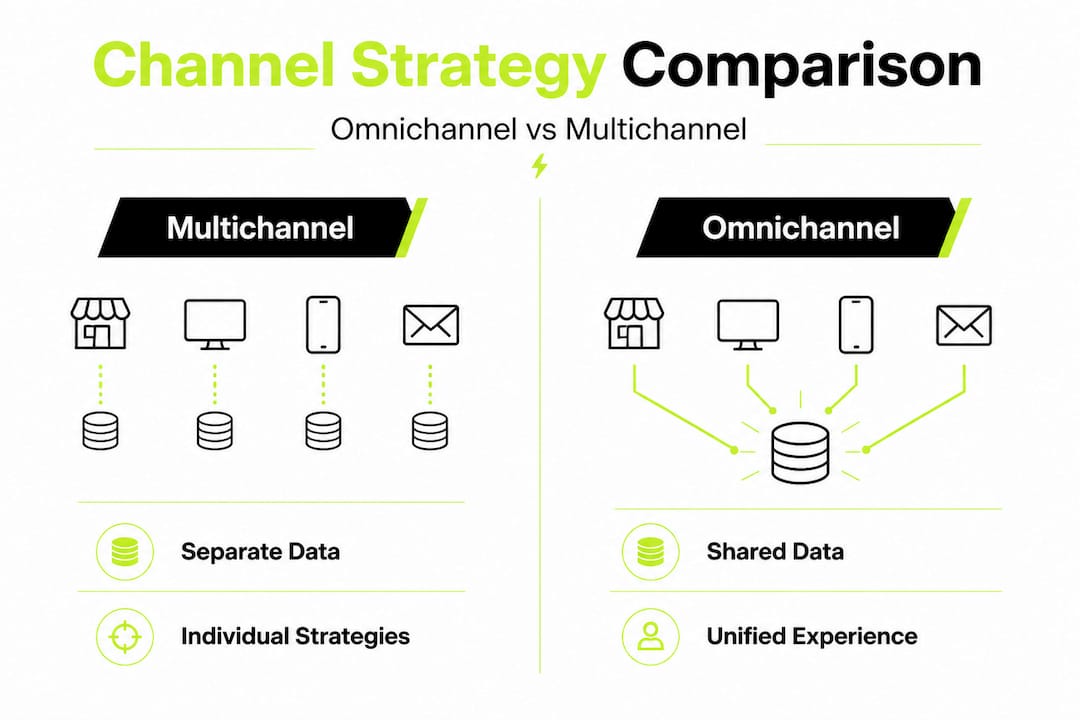 Infographic comparing omnichannel and multichannel