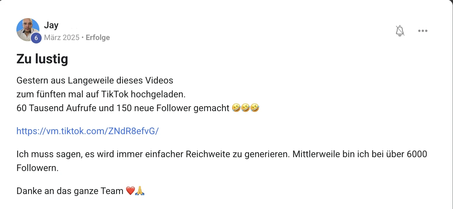 Erfolgsbericht KI Creator Akademie: Jay erzielt 60.000 TikTok-Aufrufe und 150 neue Follower