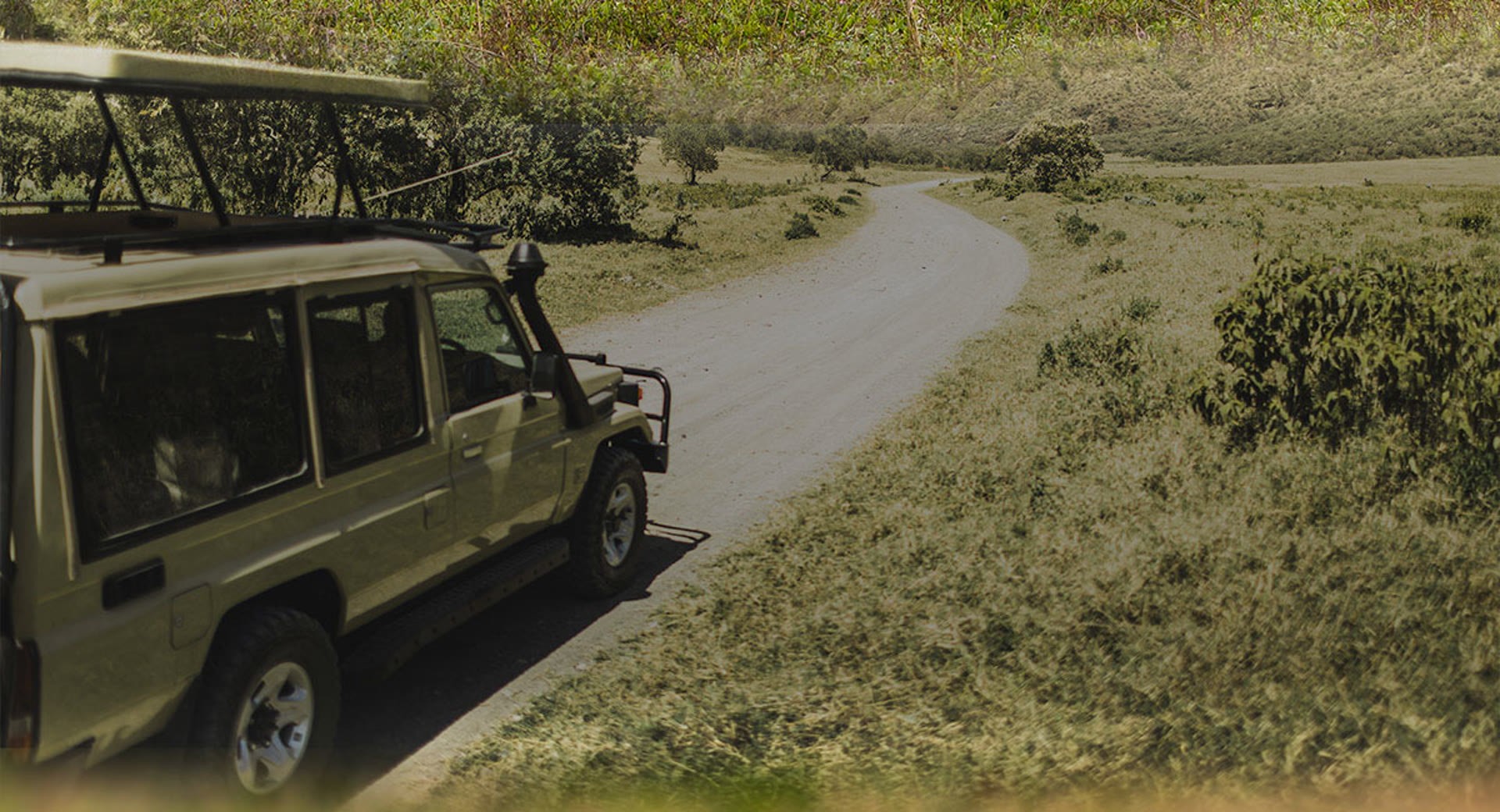 Safari vehicle travelling through the conservancy