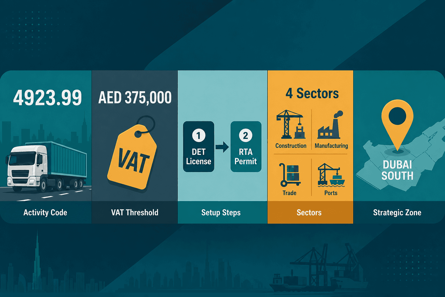 Infographic: Raw Materials Transport by Road Business License in Dubai: Cost and Requirements