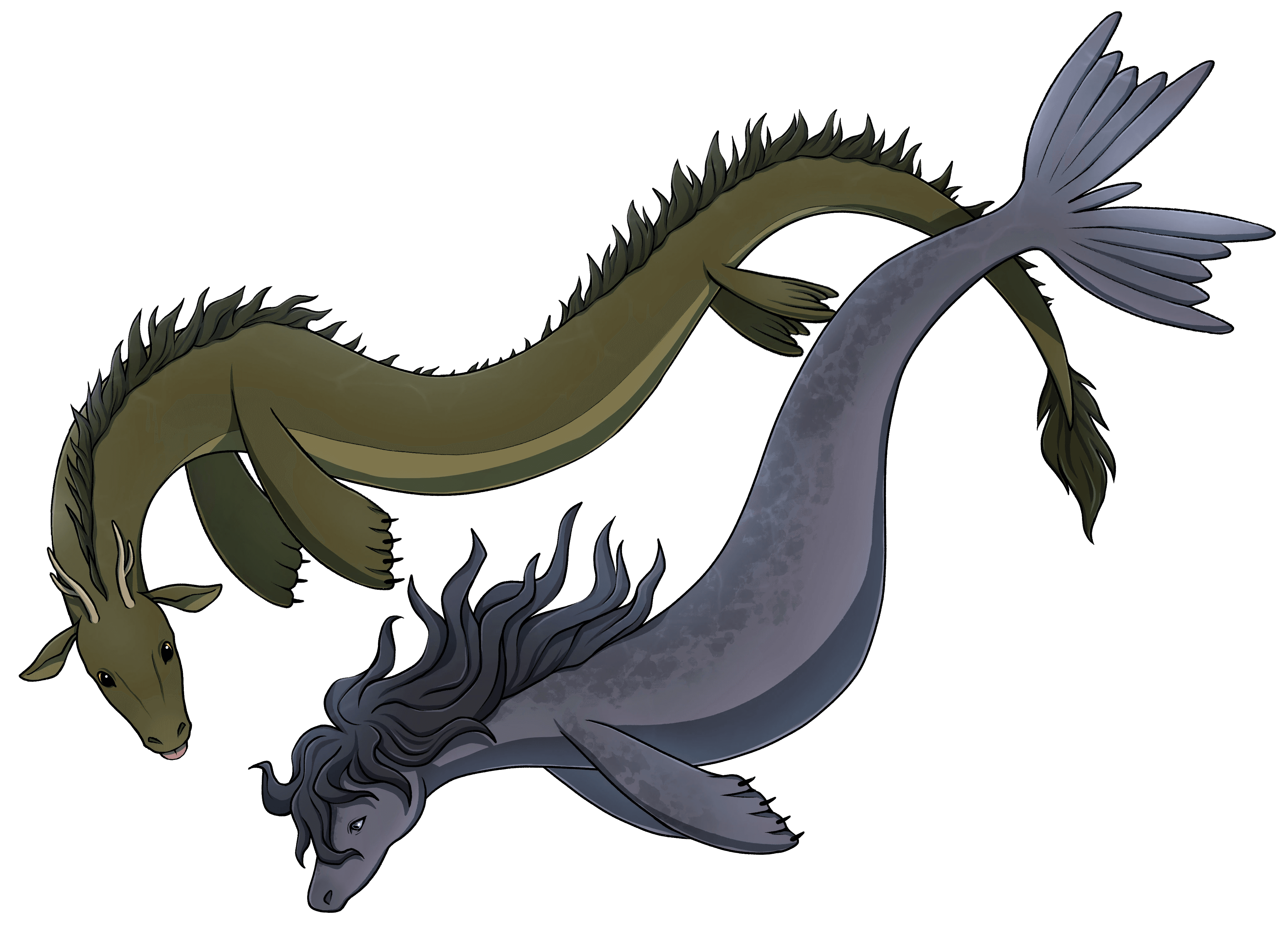 Isolated illustration of the Ogopogo and cadborosaurus