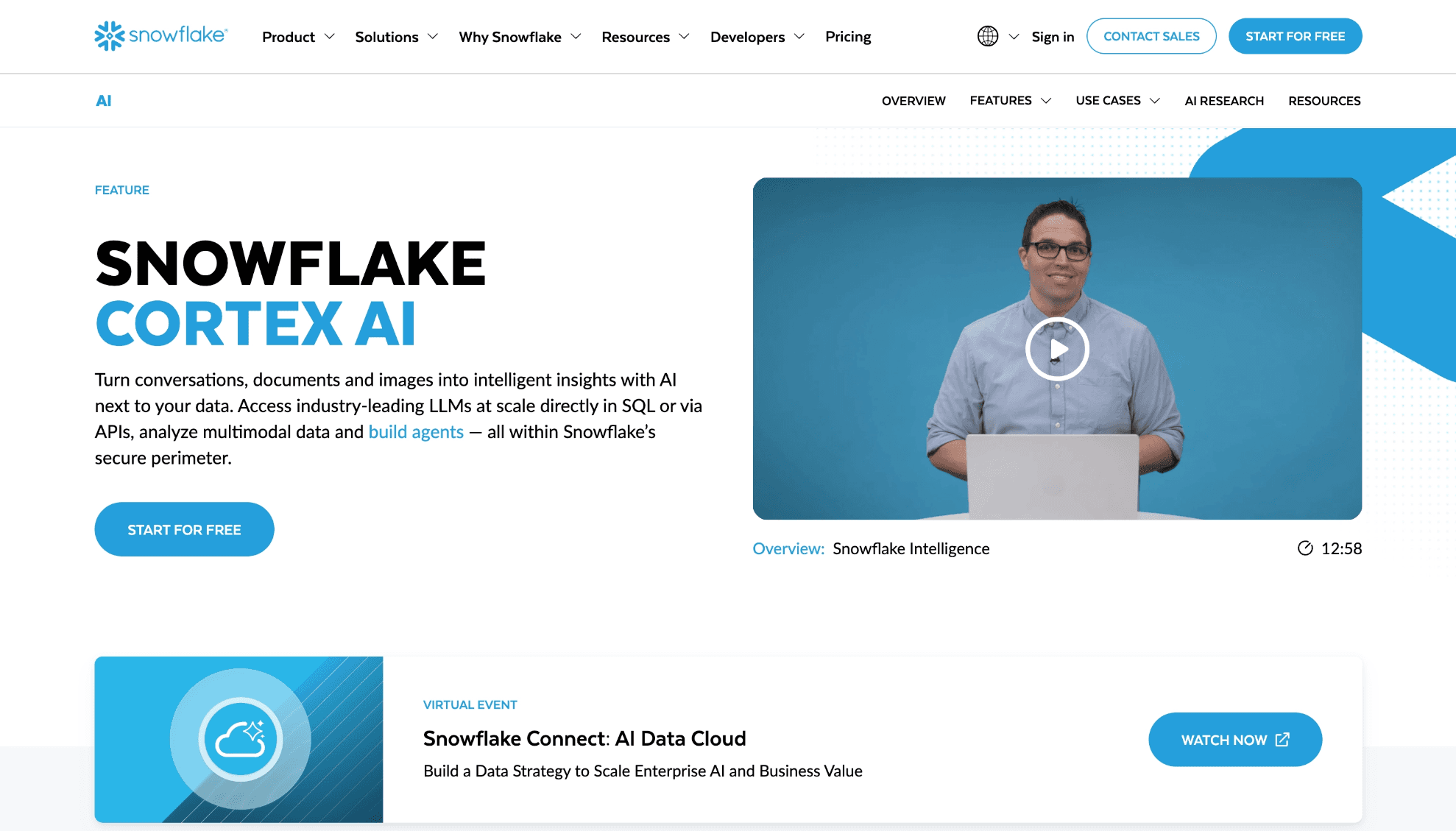 Snowflake Cortex Analyst generative BI interface generating SQL queries from natural language questions.