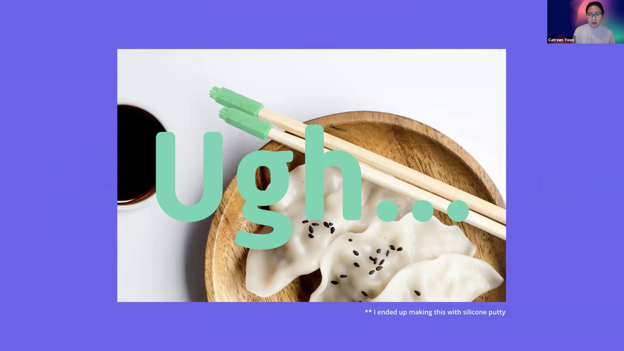 dumplings in a wooden bowl with the word ugh over the image