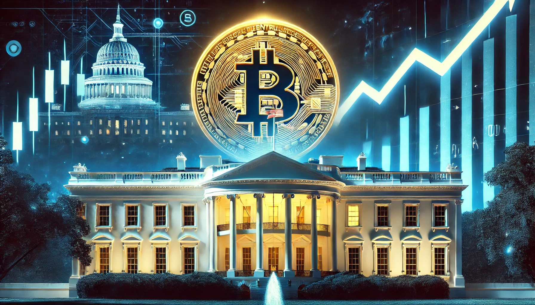 Crypto-themed image featuring charts, digital coins, and market trends, representing cryptocurrency trading and blockchain technology.