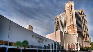 Venetian Expo technology booth access planning with graphics, screens, equipment storage, meeting areas, and assigned move-in windows