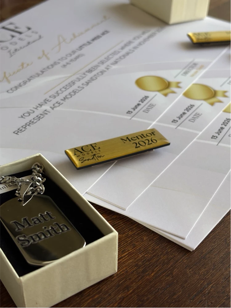 branded necklace & certificates